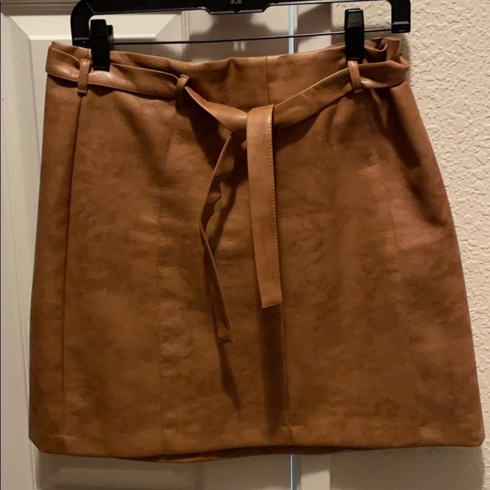 BCBG Brown Leather Skirt